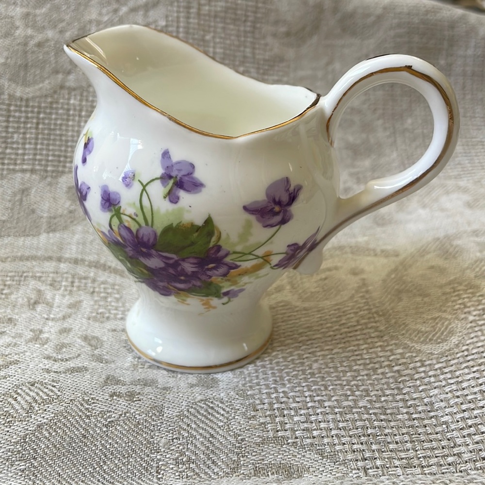 Royal Stuart Spencer Stevenson Porcelain Creamer Pitcher England Violets floral